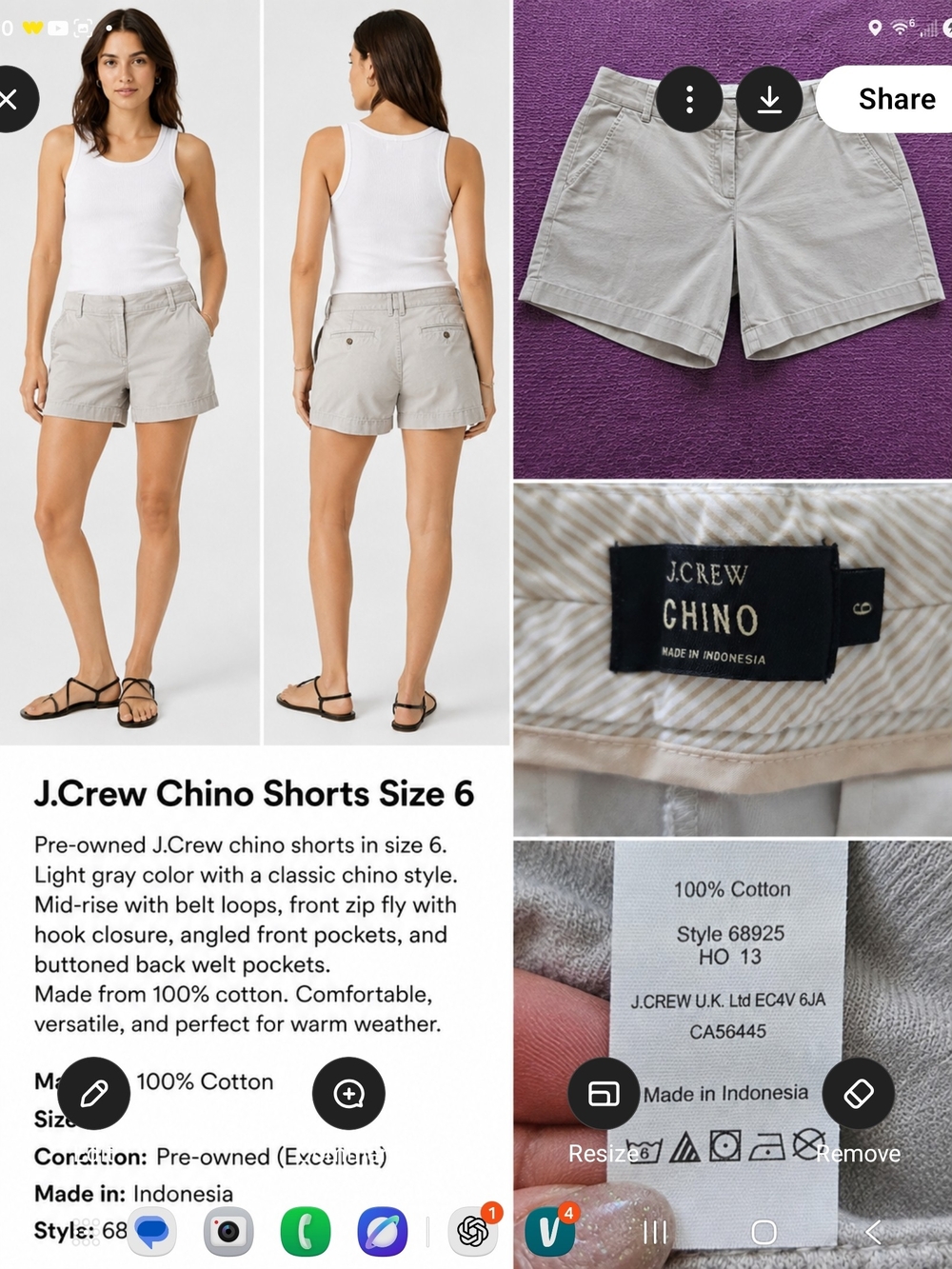 J. Crew Light Gray Chino Bermuda Shorts